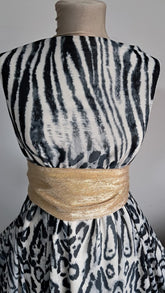 Crep regal Imprimeu Animal Print, in nuanțe de gri si negru VOAL1227